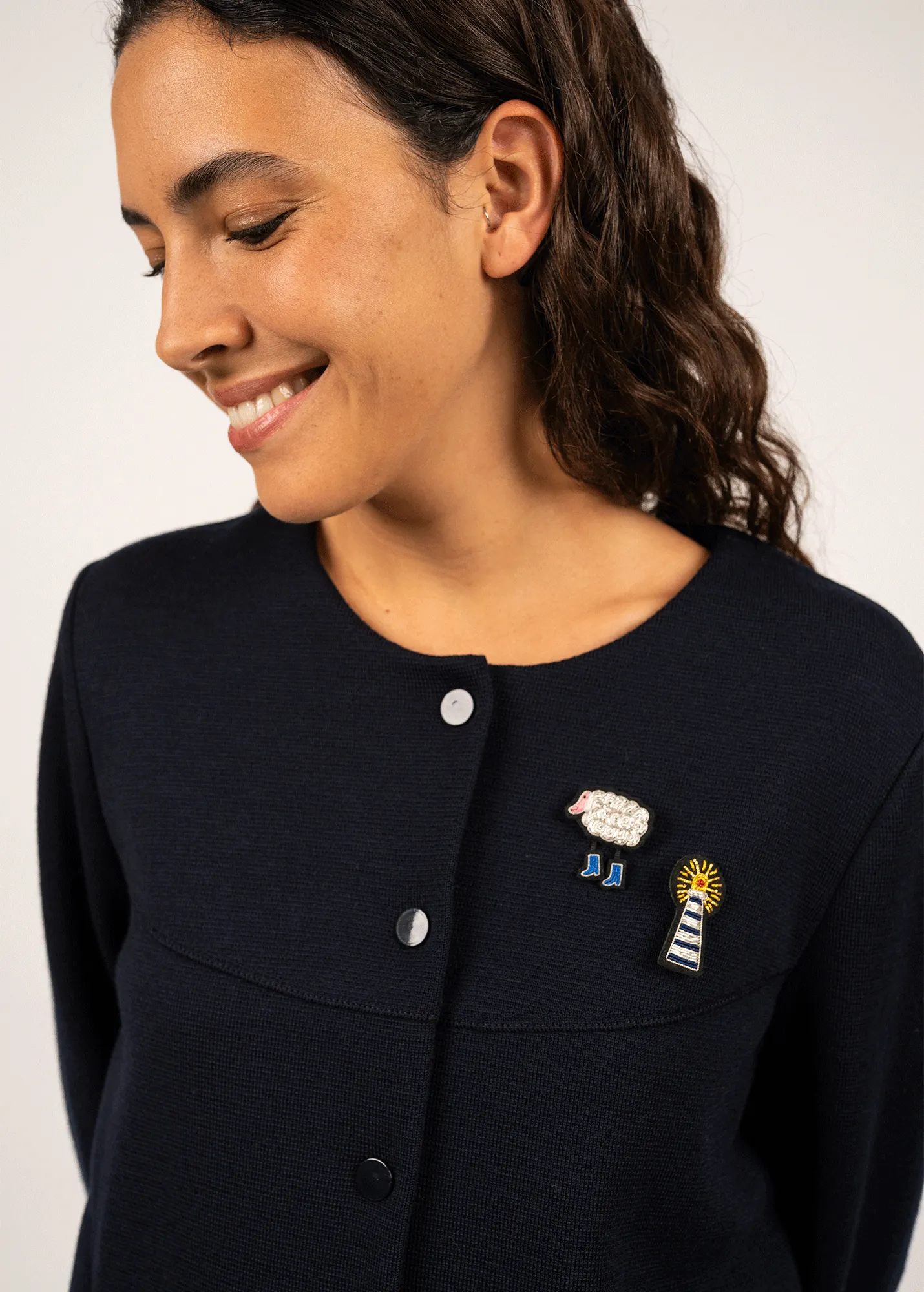 Lighthouse embroidered brooch - SAINT JAMES x Macon & Lesquoy (BLANC/BLEU)