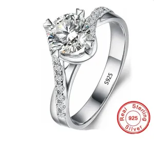 Luxury Round Lab Diamond Ring - 925 Sterling Silver