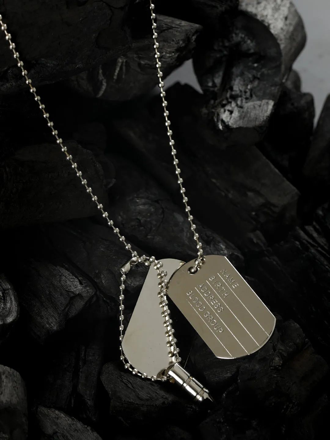 Men's Trendy Bullet Tag Silver-Plated Pendant for Men - Priyaasi