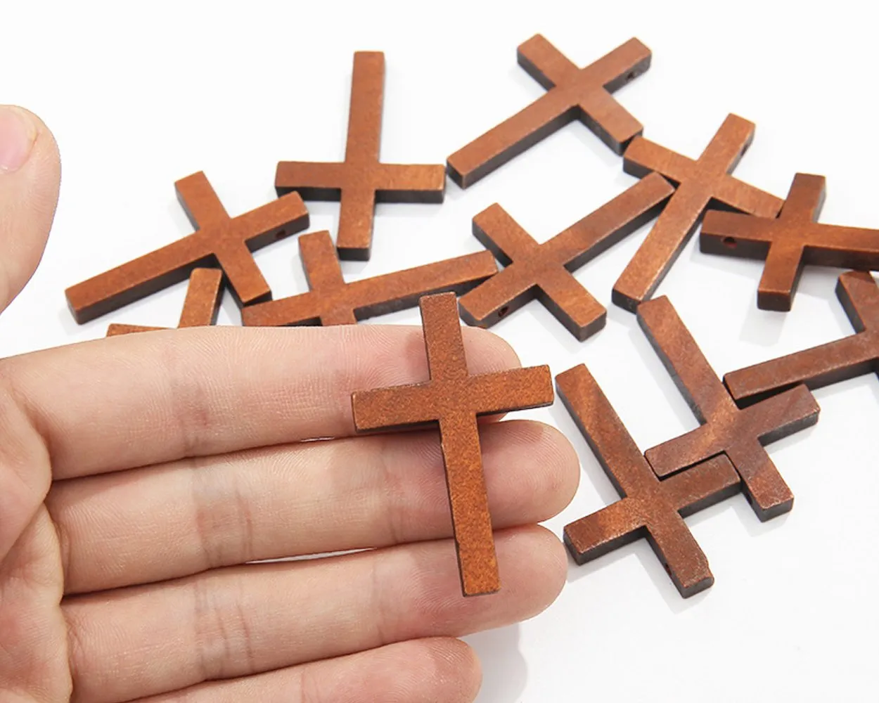 Mini Cross Charms 70 Pieces 1.6 inches x 1.2 inches Wood Cross Pendants