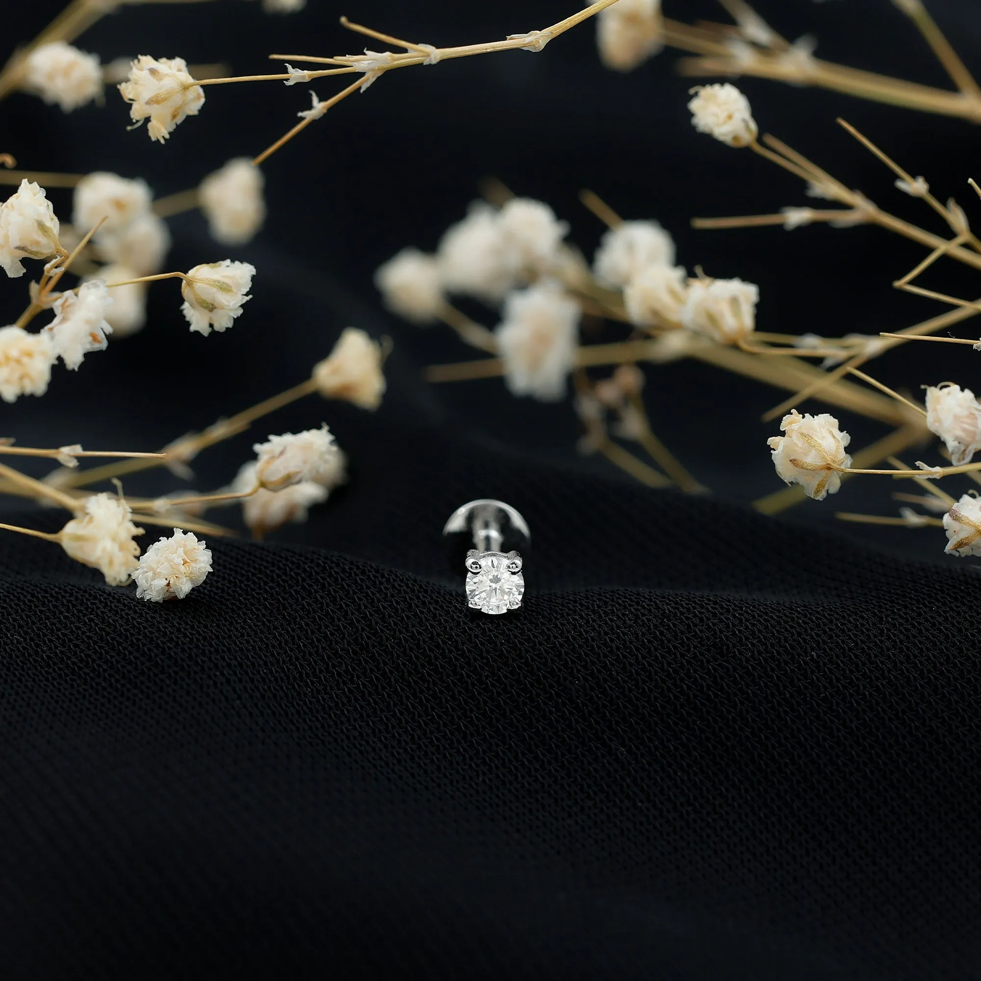 Minimalist Diamond Solitaire Conch Earring