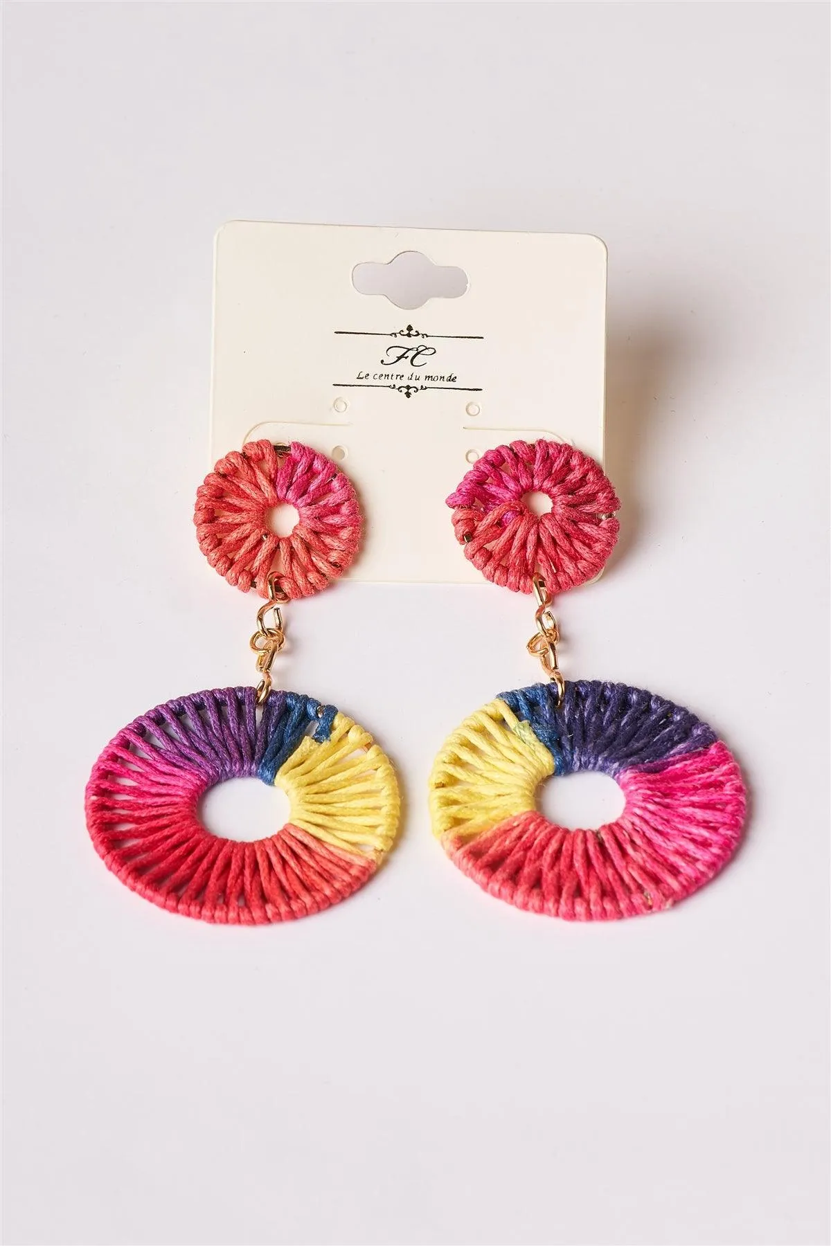 Multi-Colored Ombre Thread Weave Earrings /6 Pairs