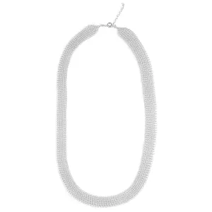 O - a modern wire crochet long necklace in silver