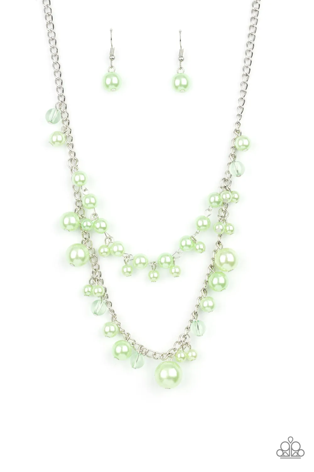 Paparazzi Blissfully Bridesmaid - Green Pearly and Glassy Beads Necklace