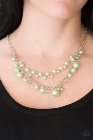 Paparazzi Blissfully Bridesmaid - Green Pearly and Glassy Beads Necklace