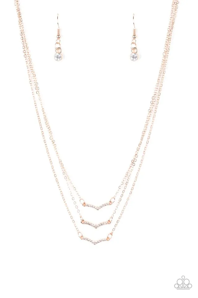 Paparazzi Necklace ~ Pretty Petite - Rose Gold