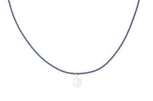 pearl   blue cord necklace