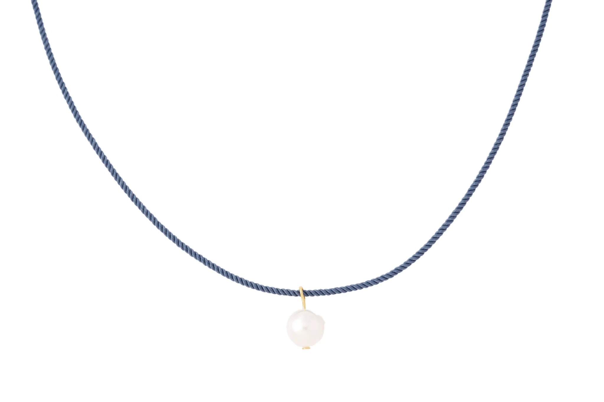 pearl   blue cord necklace