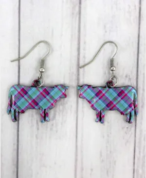 Perfectly Plaid Cow Earrings