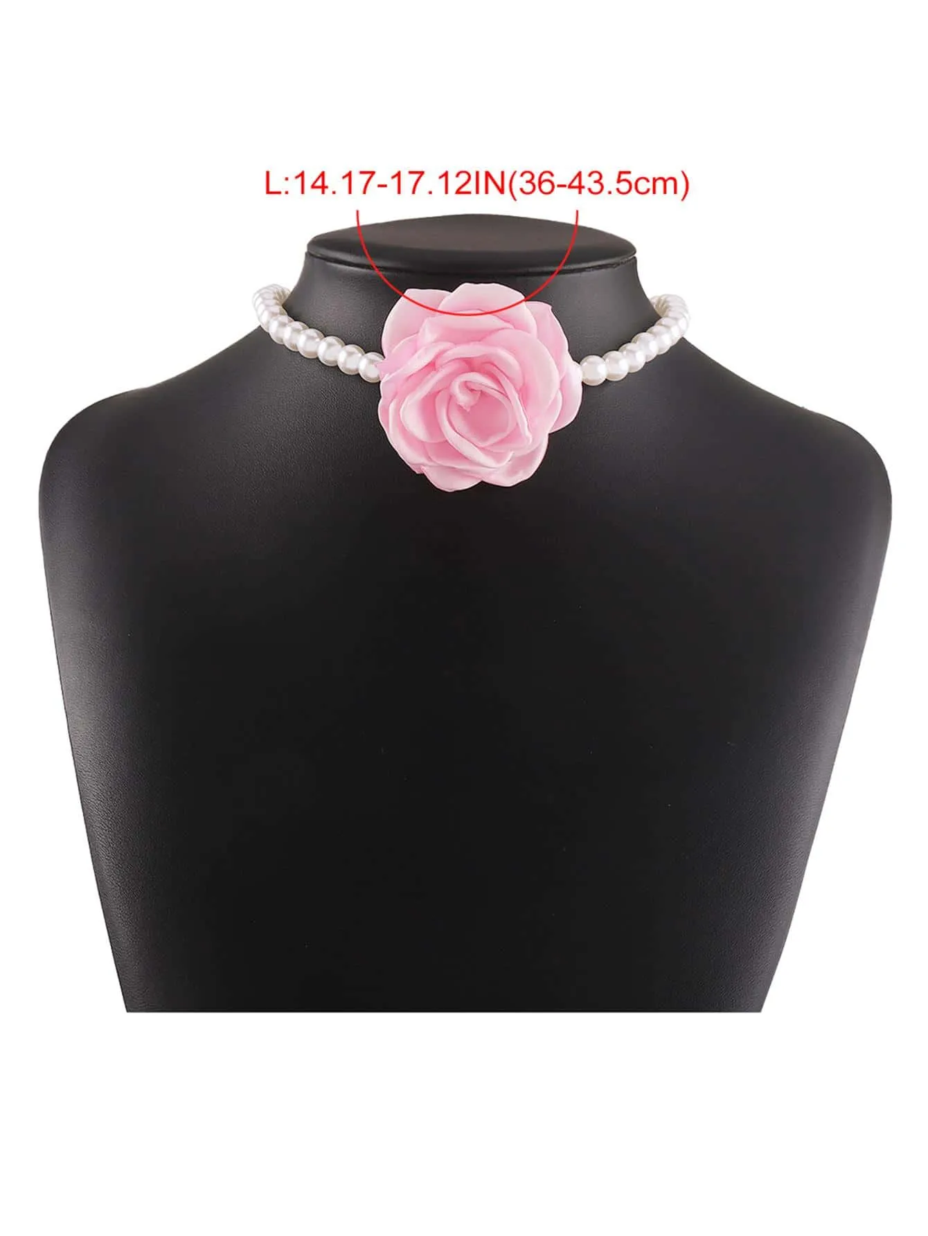 Pink Flower & Faux Pearl Decor Choker Statement Necklace Modern Necklace