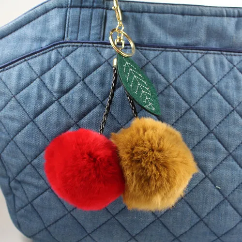 Rabbit Fur Ball Keychain Pom Pom Fluffy Key Chains Pompom Car Keyring Women Bag Pendant porte clef pompom de fourrure PWK0390