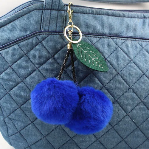 Rabbit Fur Ball Keychain Pom Pom Fluffy Key Chains Pompom Car Keyring Women Bag Pendant porte clef pompom de fourrure PWK0390