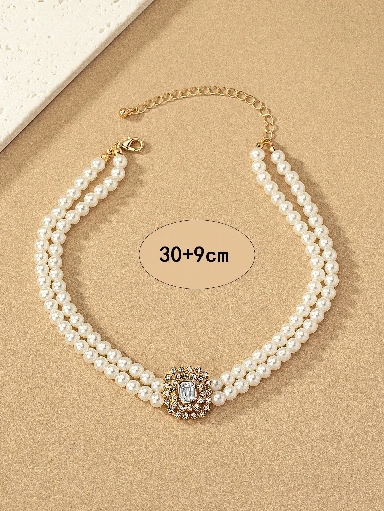 Rhinestone & Faux Pearl Decor Choker Statement Necklace Modern Necklace Creative