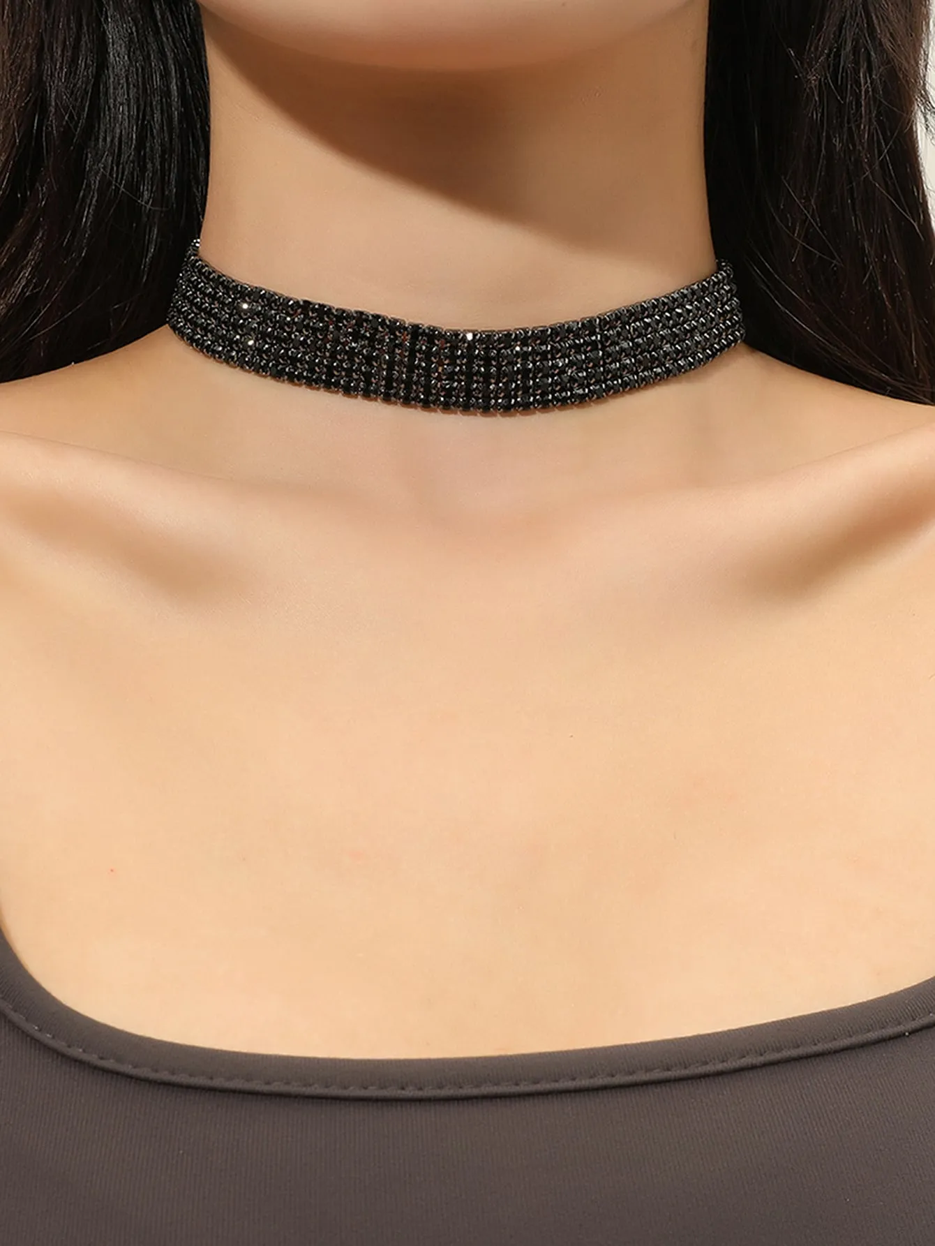 Rhinestone Decor Choker Statement Necklace Modern Necklace Creative Jewelry