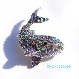 Rhinestone Whale Brooch