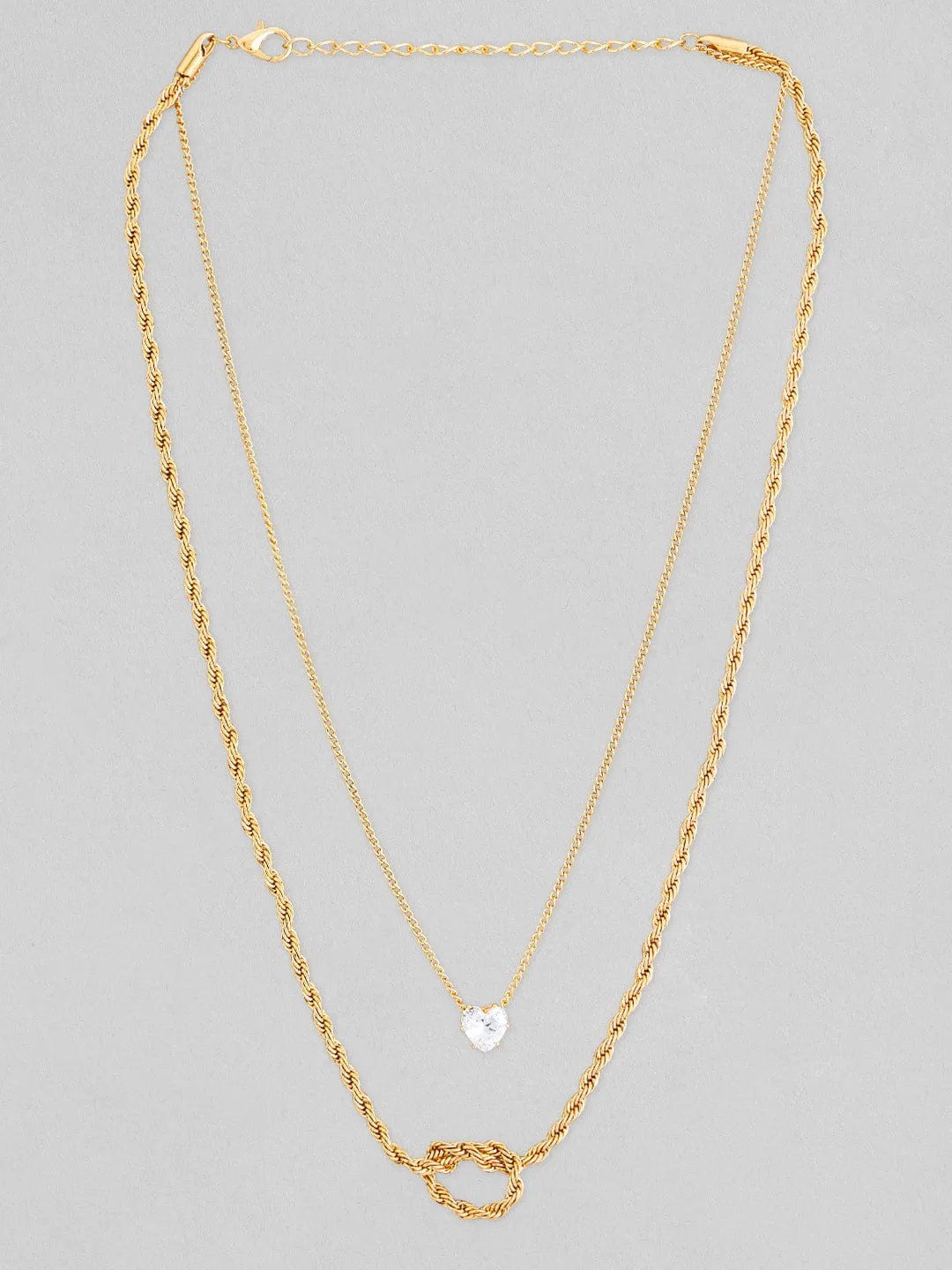 Rubans Voguish 18K Gold-Plated White AD Studded Layered Necklace