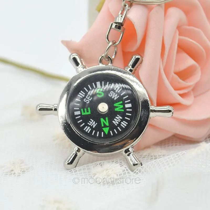 Rudder compass multifunctional keychain male key ring Rudder Helm Key Ring