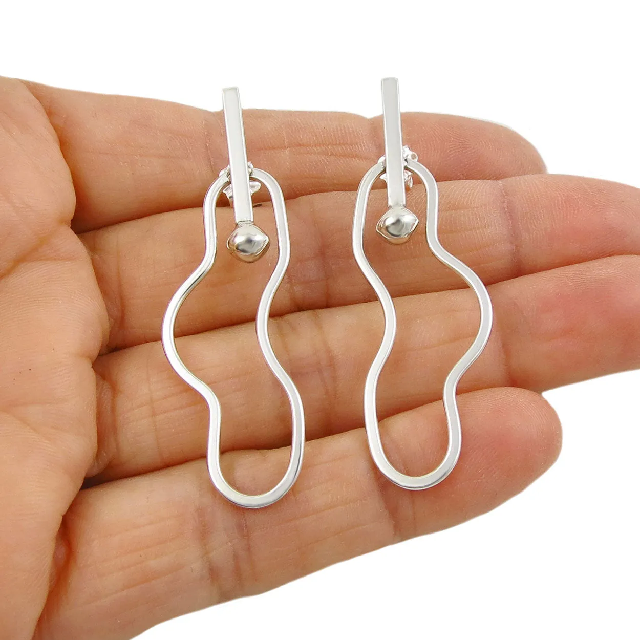 Sculptured Sterling Silver Drop Earrings