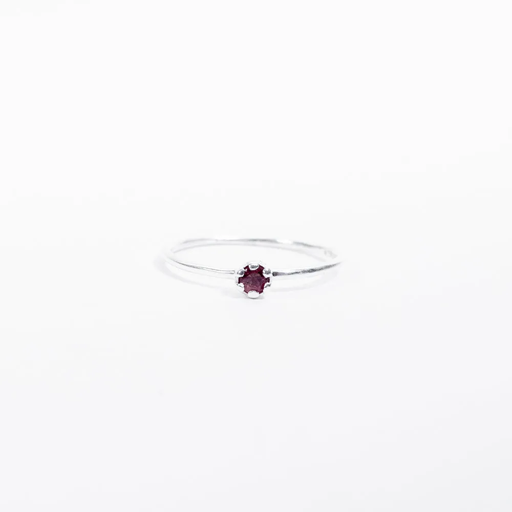 Silver Faceted Small Pink Tourmaline Ring