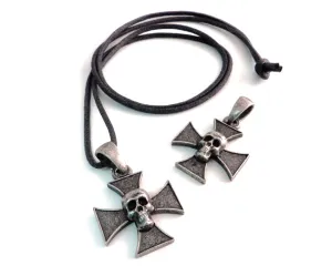 Skull on Iron Cross Necklace