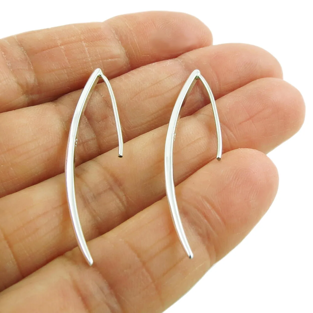 Spike Hoop 925 Silver Threader Earrings