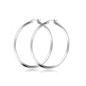 Stainless Steel Triangular Tube Round Hoop Earrings