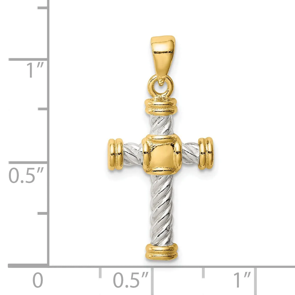 Sterling Silver and Gold Tone Twisted Cross Pendant