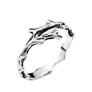 Stylish Korean Titanium Steel Rings for Men and Women with Retro Branch Design