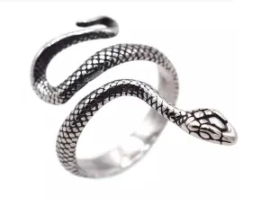 Stylish Silver Snake Ring Adjustable Ring For Men