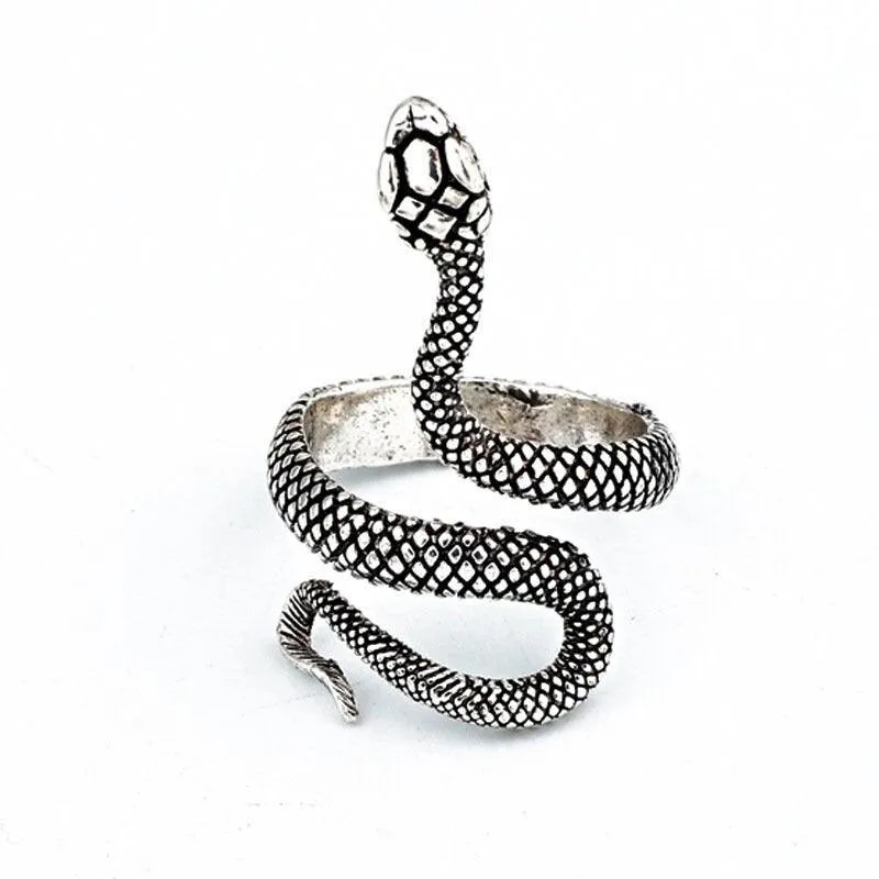 Stylish Silver Snake Ring Adjustable Ring For Men