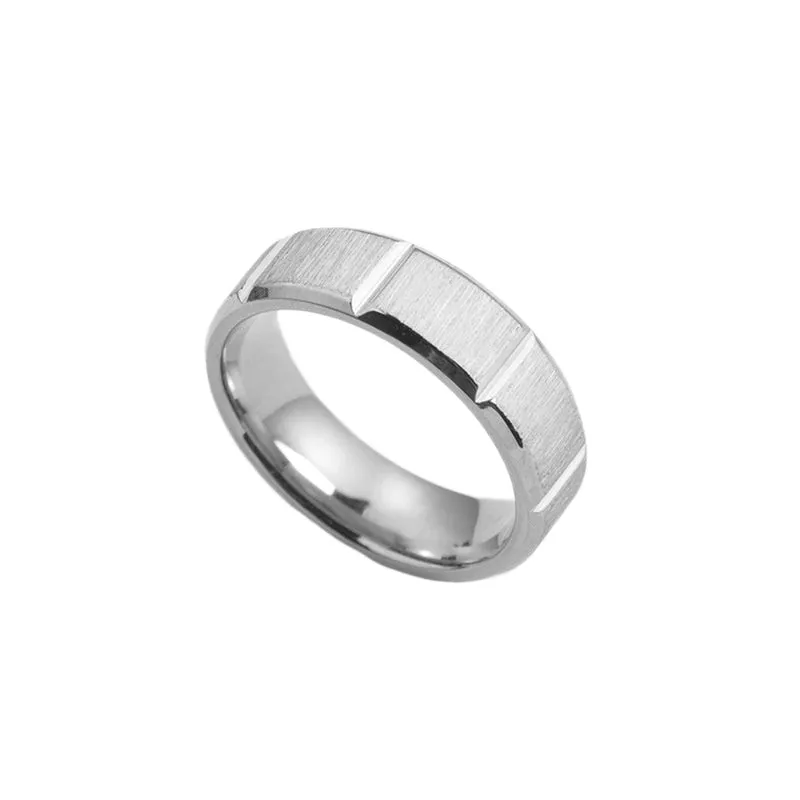 Stylish Titanium Steel Men's & Women's Gold Rings – Brushed Groove Design for Everyday Wear