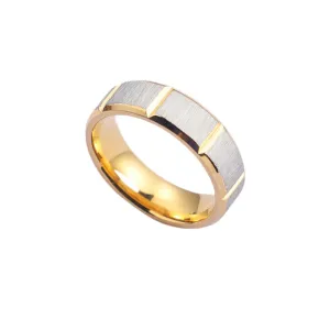 Stylish Titanium Steel Men's & Women's Gold Rings – Brushed Groove Design for Everyday Wear