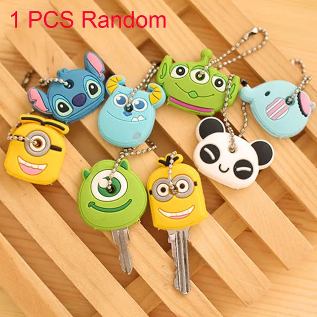 suti High quality Kawaii Cartoon Animal Silicone Key Caps Covers Keys Keychain Case Shell Novelty Item KCS