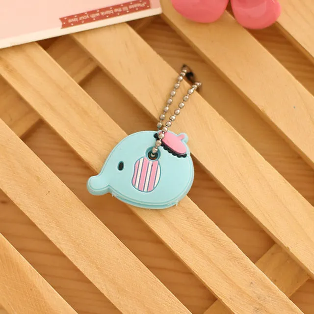 suti High quality Kawaii Cartoon Animal Silicone Key Caps Covers Keys Keychain Case Shell Novelty Item KCS