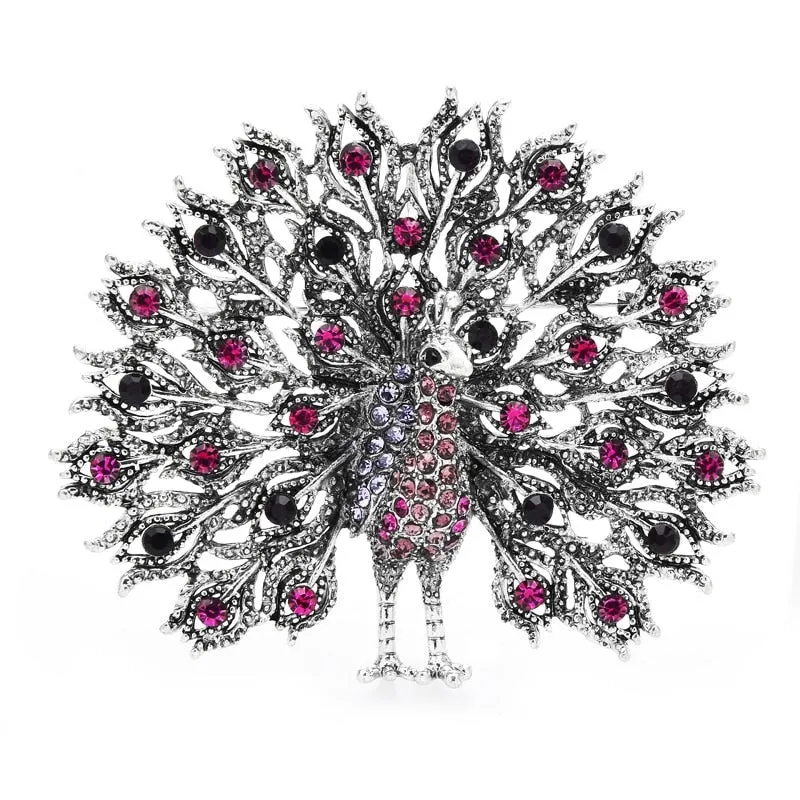 TEEK - Mulitcolor Big Sparkling Peacock Brooches