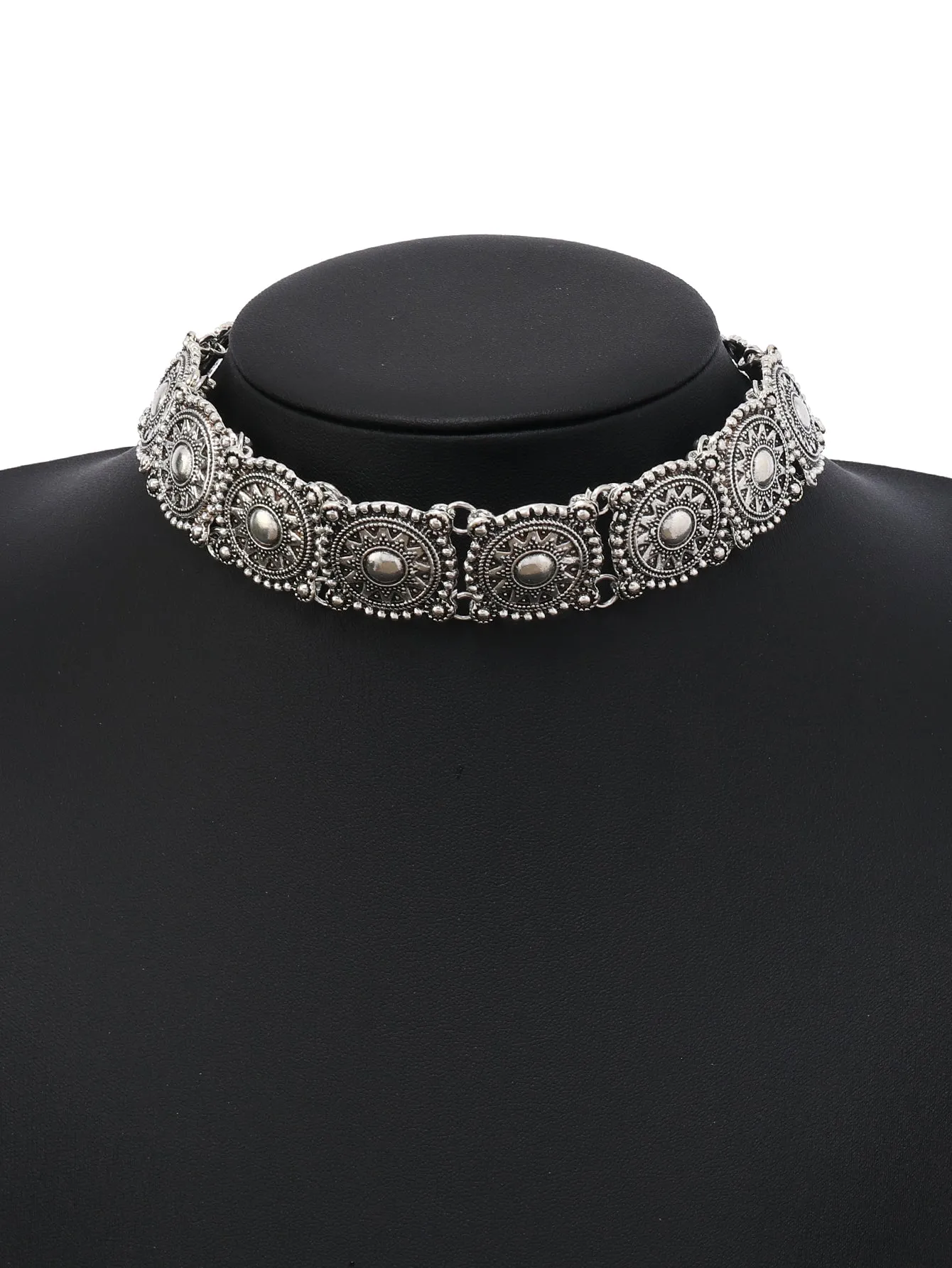 Textured Metal Vintage Choker Statement Necklace Modern Necklace