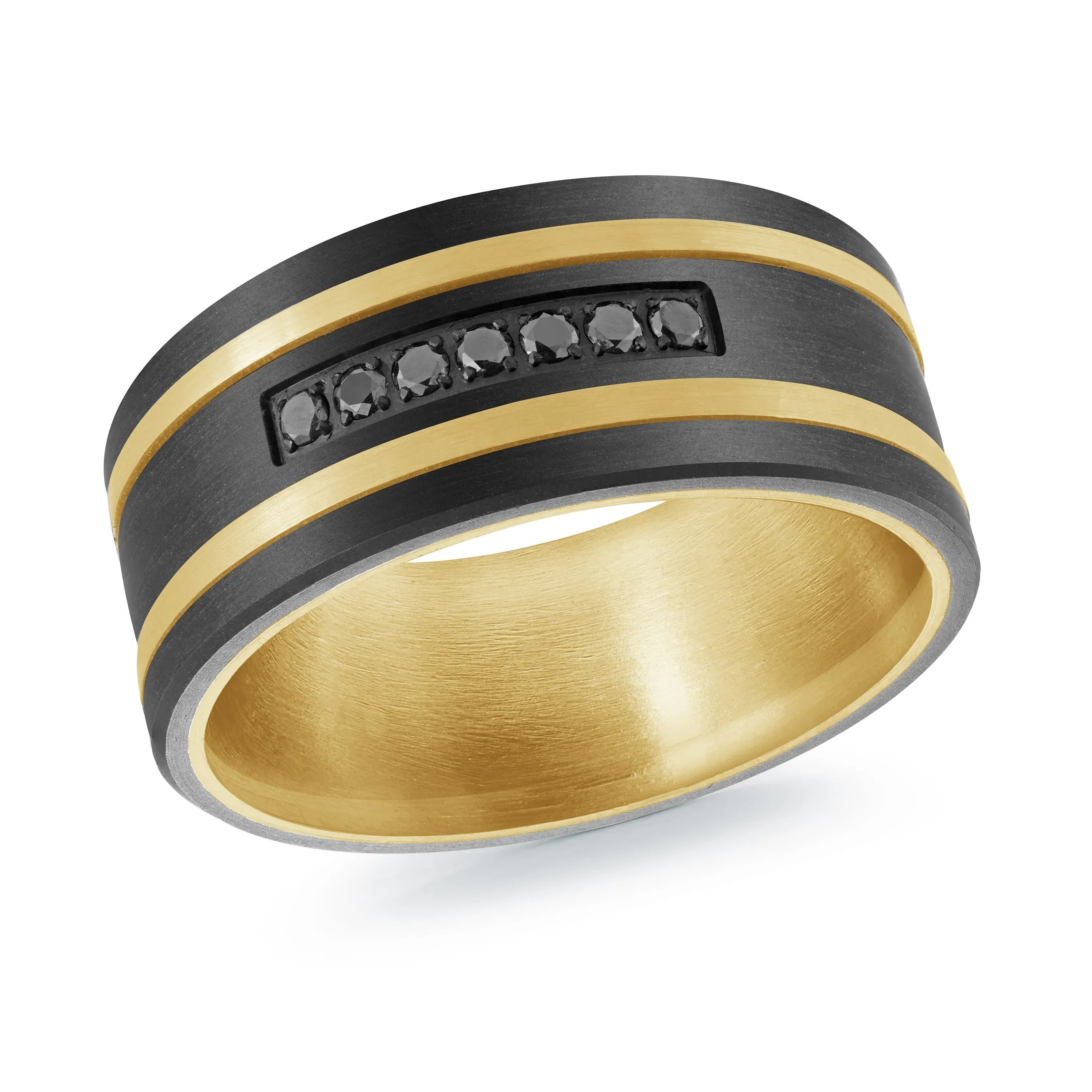 Titanium with Carbon Fiber and 14K Yellow Gold Ring from the Titanium Collection by Malo - MRDTI-015-9BYBD