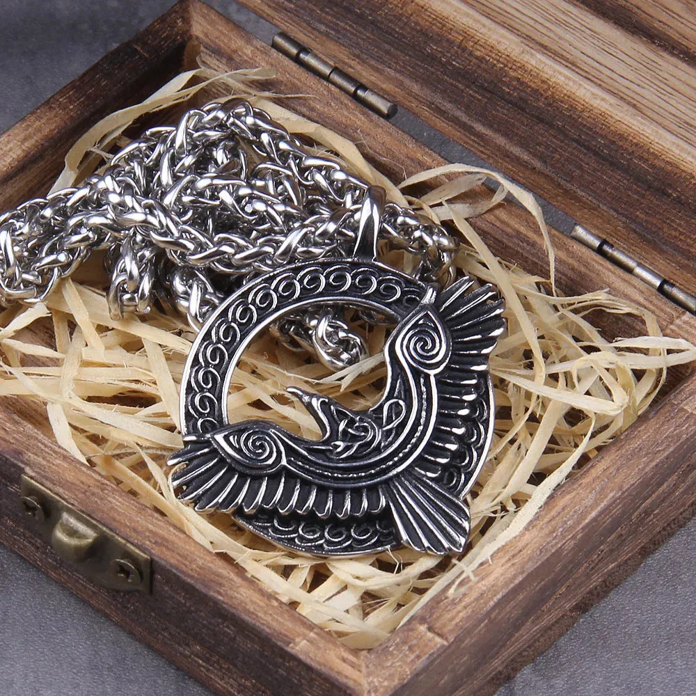 Triple Horn Of Odin Raven Amulet Viking Necklace