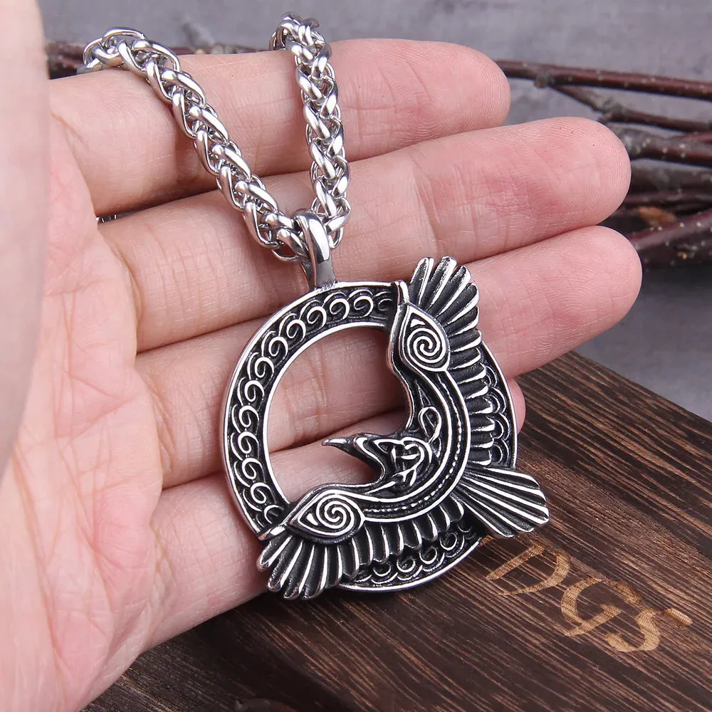 Triple Horn Of Odin Raven Amulet Viking Necklace