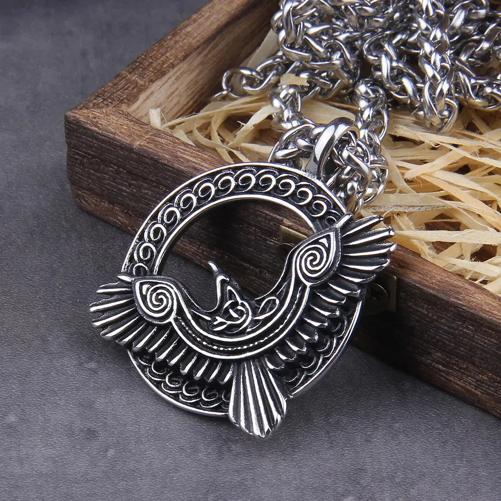 Triple Horn Of Odin Raven Amulet Viking Necklace