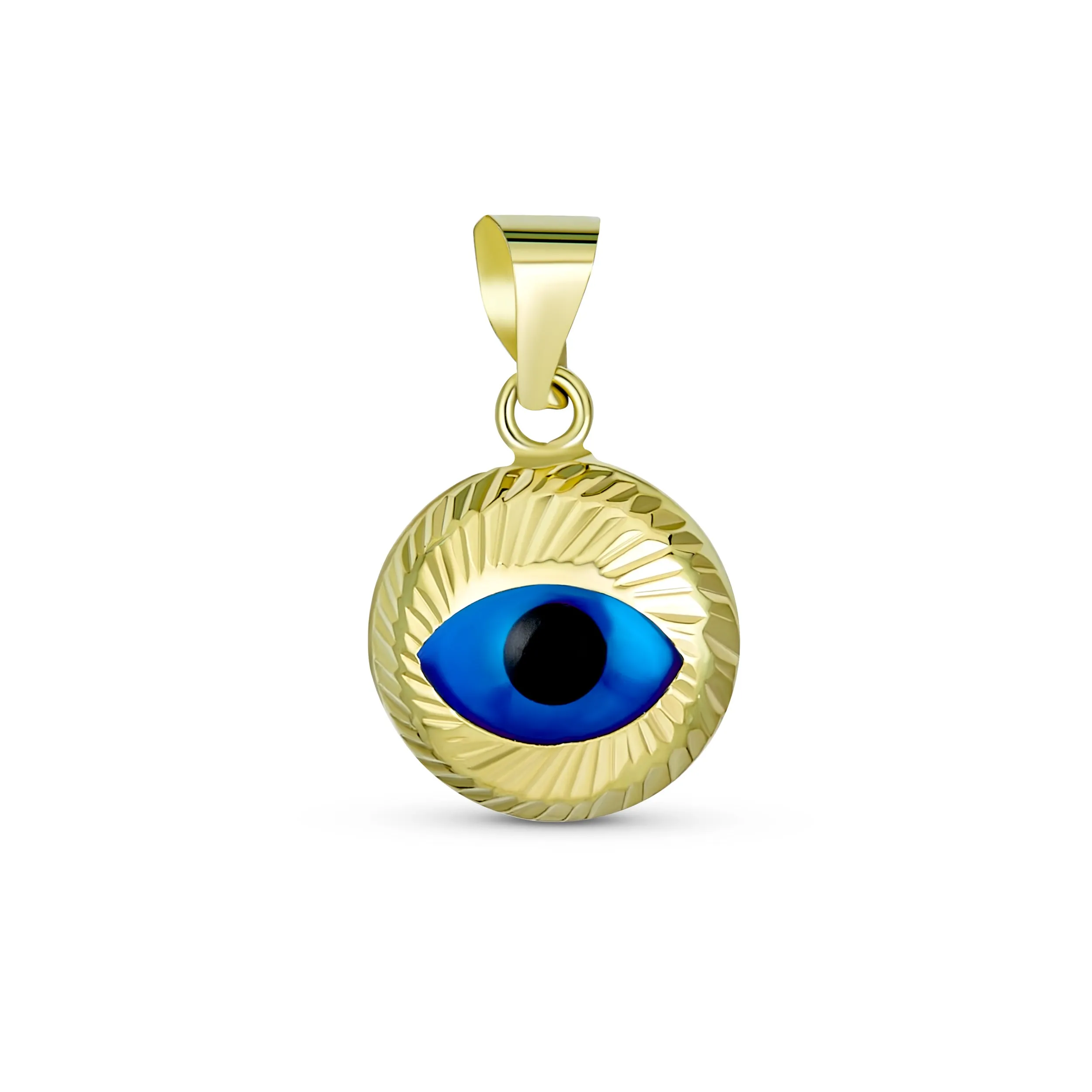 Turkish 14K Gold Evil Eye Charm Pendant Necklace - Spiritual Protection Amulet