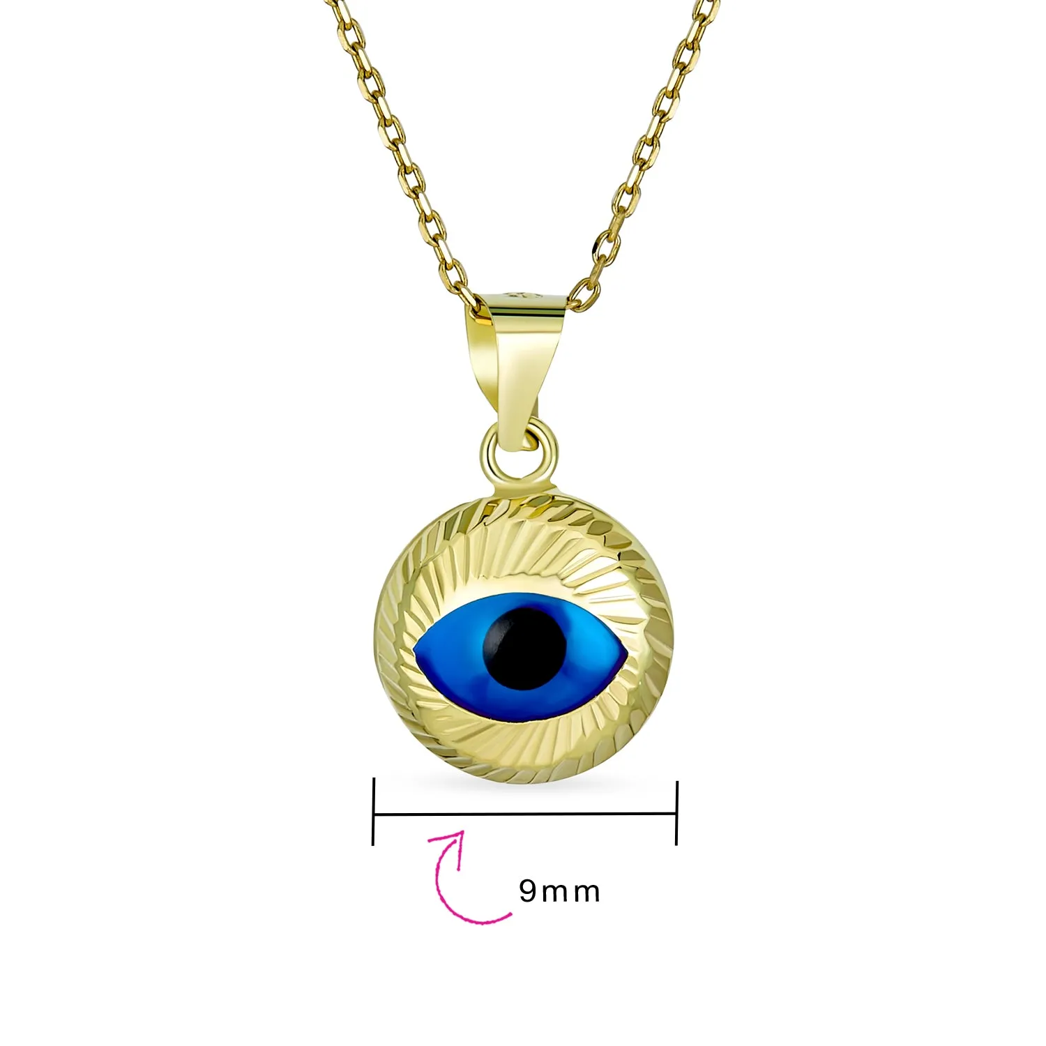 Turkish 14K Gold Evil Eye Charm Pendant Necklace - Spiritual Protection Amulet