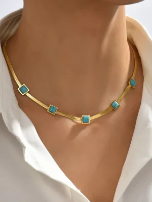 Turquoise Decor Necklace Statement Necklace Modern Necklace for Women