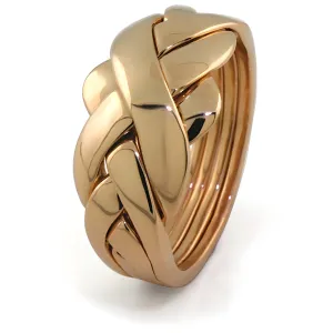 UNISEX 4 band 14K Gold Puzzle Ring 4BDG