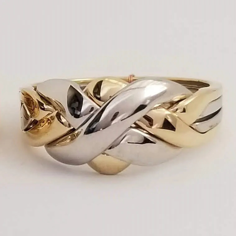 UNISEX 4 band 14K Gold Puzzle Ring 4BDG