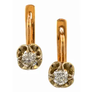 Vintage Russian Diamond Stud Earrings, 0.60ctw.