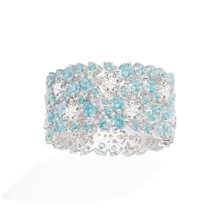 White & Lagoon Blue Pavé Ring