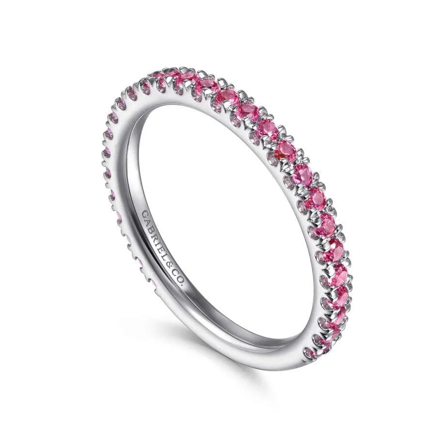 White Gold Ruby Stackable Ring, July Birthstone