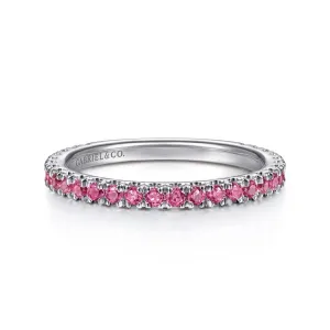 White Gold Ruby Stackable Ring, July Birthstone