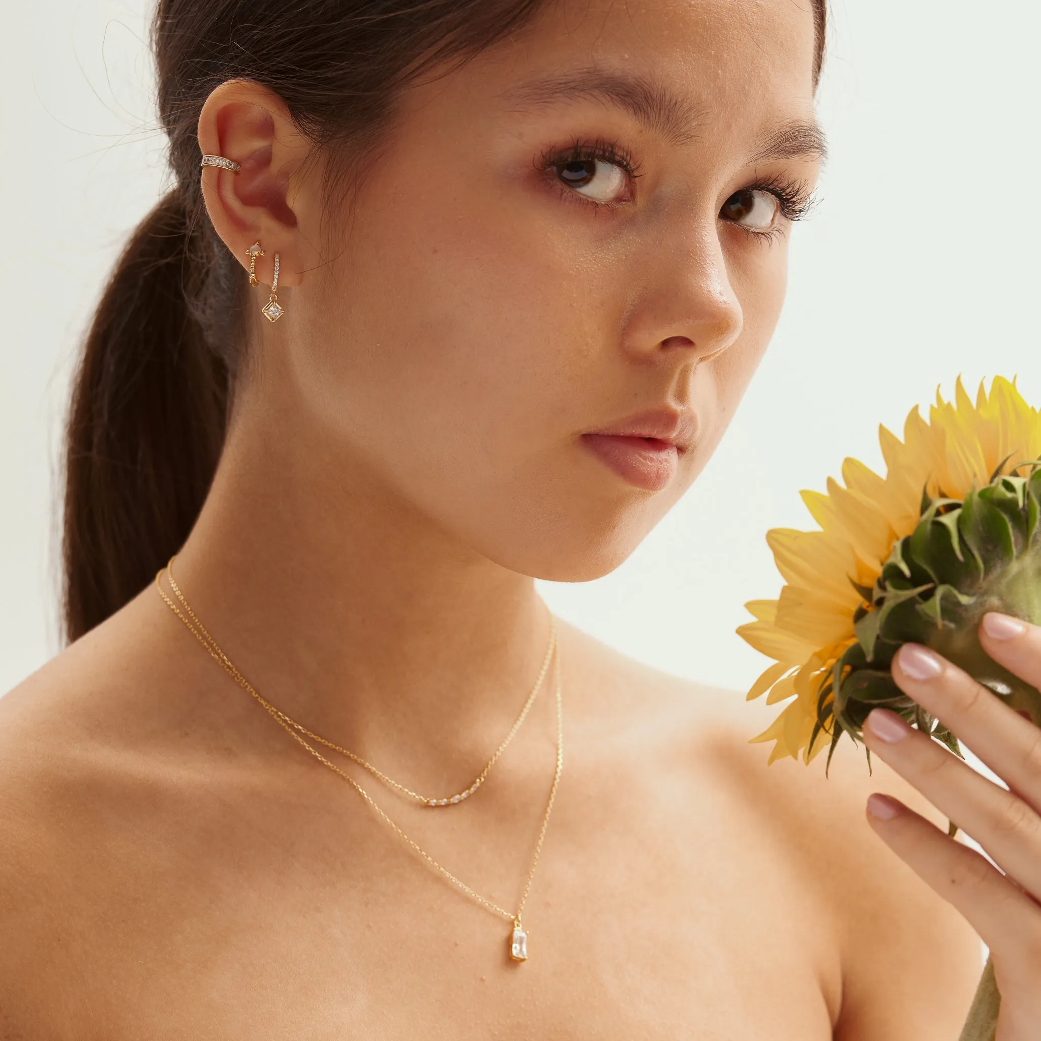 White Rectangle Gem Necklace